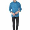 Blue Checks Formal Slim Fit Shirt for Men - Image 3