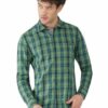 Green Formals Checkers 100% Cotton Slim Fit Shirt for Men