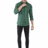 Green Formals Checkers 100% Cotton Slim Fit Shirt for Men - Image 3