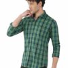 Green Formals Checkers 100% Cotton Slim Fit Shirt for Men - Image 5