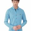 Light Blue Formals Checkers 100% Cotton Slim Fit Shirt for Men - Image 2