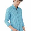 Light Blue Formals Checkers 100% Cotton Slim Fit Shirt for Men - Image 3
