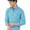 Light Blue Formals Checkers 100% Cotton Slim Fit Shirt for Men - Image 4