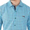 Light Blue Formals Checkers 100% Cotton Slim Fit Shirt for Men - Image 7