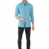 Light Blue Formals Checkers 100% Cotton Slim Fit Shirt for Men - Image 8