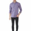 Blue Formals Checkers 100% Cotton Slim Fit Shirt for Men - Image 3