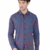 Orange & Blue Checks Formal Slim Fit Shirt for Men