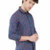 Orange & Blue Checks Formal Slim Fit Shirt for Men - Image 5