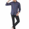 Orange & Blue Checks Formal Slim Fit Shirt for Men - Image 8