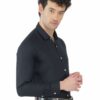 Black Rich Cotton Linen Slim Fit Shirt