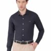 Black Rich Cotton Linen Slim Fit Shirt - Image 7