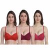 Mynte Red/Maroon/Pink Bra Combo Rich Cotton Lightly Padded Non-Wired Full Cup Regular Bra (Pack of 3)