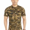 Camo Half Sleeves Zipped Round Neck T-Shirt for Men