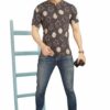 Cute Monster Half Sleeves Printed Zipped Round Neck T-Shirt for Men - Image 5