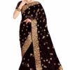 Black Saree with Blouse Piece Women's Heavy Embroidery Work Saree