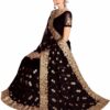 Black Saree with Blouse Piece Women's Heavy Embroidery Work Saree - Image 3