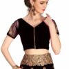 Black Saree with Blouse Piece Women's Heavy Embroidery Work Saree - Image 5