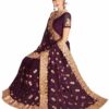 Purple Saree with Blouse Piece Women's Heavy Embroidery Work Saree - Image 3