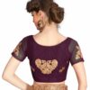Purple Saree with Blouse Piece Women's Heavy Embroidery Work Saree - Image 4