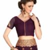 Purple Saree with Blouse Piece Women's Heavy Embroidery Work Saree - Image 5