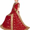 Red Saree with Blouse Piece Women's Heavy Embroidery Work Saree - Image 2