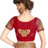 Red Saree with Blouse Piece Women's Heavy Embroidery Work Saree - Image 4