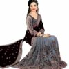 Black Saree with Blouse Piece Women's Heavy Embroidery Work Saree - Image 2