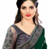 Dark Green Saree with Blouse Piece Women's Heavy Embroidery Work Saree - Image 3