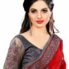 Dark Red Saree with Blouse Piece Women's Heavy Embroidery Work Saree - Image 3