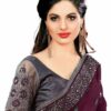 Purple Saree with Blouse Piece Women's Heavy Embroidery Work Saree - Image 3