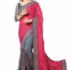 Red Saree with Blouse Piece Women's Heavy Embroidery Work Saree