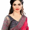 Red Saree with Blouse Piece Women's Heavy Embroidery Work Saree - Image 2