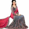 Red Saree with Blouse Piece Women's Heavy Embroidery Work Saree - Image 3