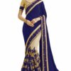Blue Saree with Blouse Piece Women's Heavy Embroidery Work Saree