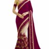 Brown. Saree with Blouse Piece Women's Heavy Embroidery Work Saree