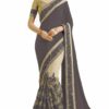 Grey. Saree with Blouse Piece Women's Heavy Embroidery Work Saree