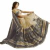 Grey. Saree with Blouse Piece Women's Heavy Embroidery Work Saree - Image 2