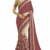 Light Brown. Saree with Blouse Piece Women's Heavy Embroidery Work Saree