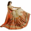 Orange Saree with Blouse Piece Women's Heavy Embroidery Work Saree - Image 2