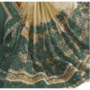 Steel Green Saree with Blouse Piece Women's Heavy Embroidery Work Saree - Image 3