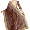 Brown Saree with Blouse Piece Women's Heavy Embroidery Work Saree - Image 2