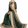 Dark Green Saree with Blouse Piece Women's Heavy Embroidery Work Saree - Image 3