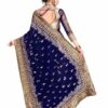 Navy Blue Saree with Blouse Piece Women's Heavy Embroidery Work Saree - Image 2