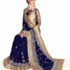 Navy Blue Saree with Blouse Piece Women's Heavy Embroidery Work Saree - Image 3