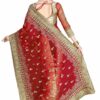 Red Saree with Blouse Piece Women's Heavy Embroidery Work Saree - Image 2