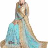 SkyBlue Saree with Blouse Piece Women's Heavy Embroidery Work Saree - Image 3