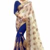 Blue Saree with Blouse Piece Women's Heavy Embroidery Work Saree