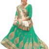Turquoise Saree with Blouse Piece Women's Heavy Embroidery Work Saree - Image 3