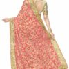 Peach Saree with Blouse Piece Women's Heavy Embroidery Work Saree - Image 2