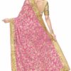 Pink Saree with Blouse Piece Women's Heavy Embroidery Work Saree - Image 2